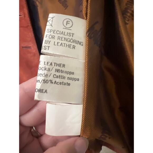 Vintage Hollies Burnt Orange Suede Leather Jacket Women's Coat Size 38 8 Boxy - Picture 5 of 12